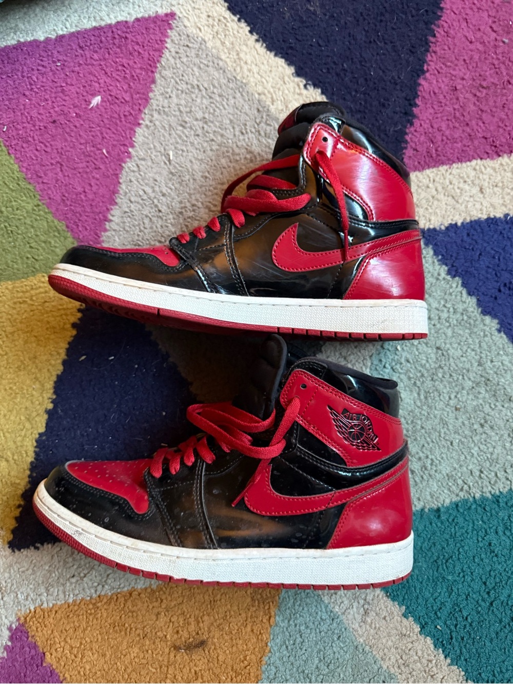Jordan Retro High-Top Sneakers in Black and Red